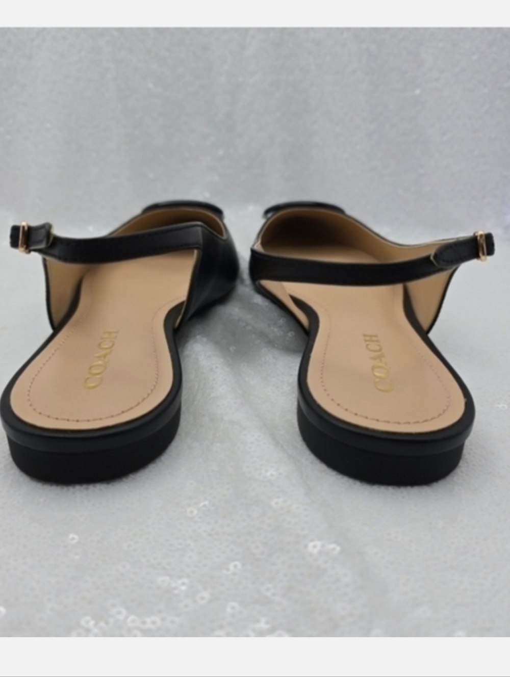 Coach Veda Class Slingback Flats Black Leather Women's 10 - Picture 8 of 10